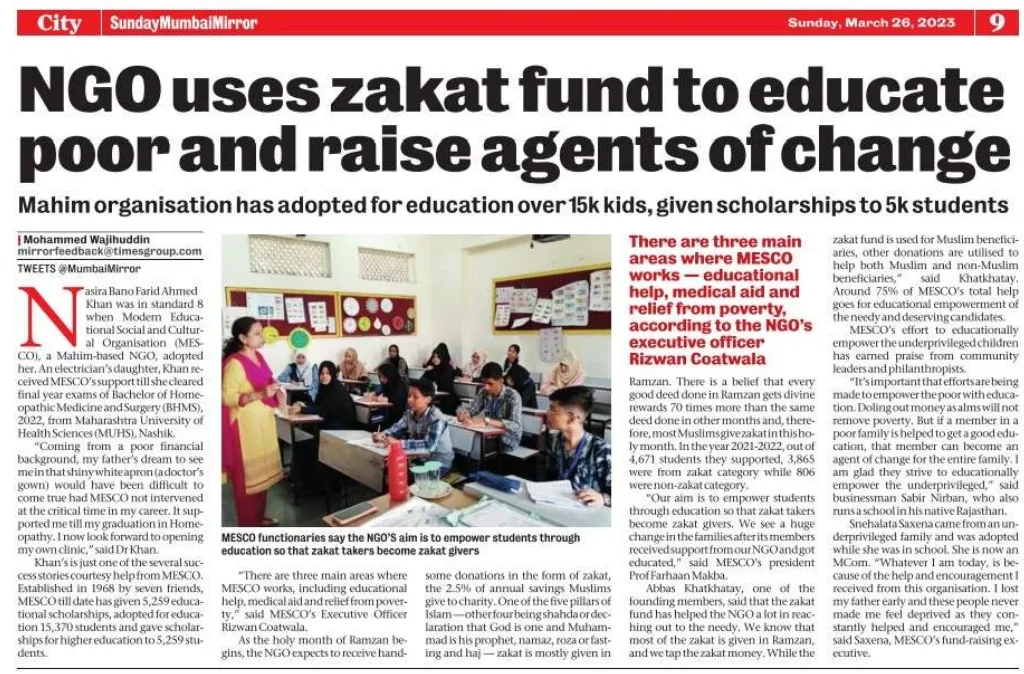 NGO uses zakat fund to educate poor and raise agents of change